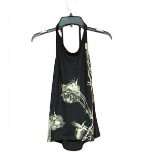 Religion clothing black rose halter top with black bead embellishments sz small